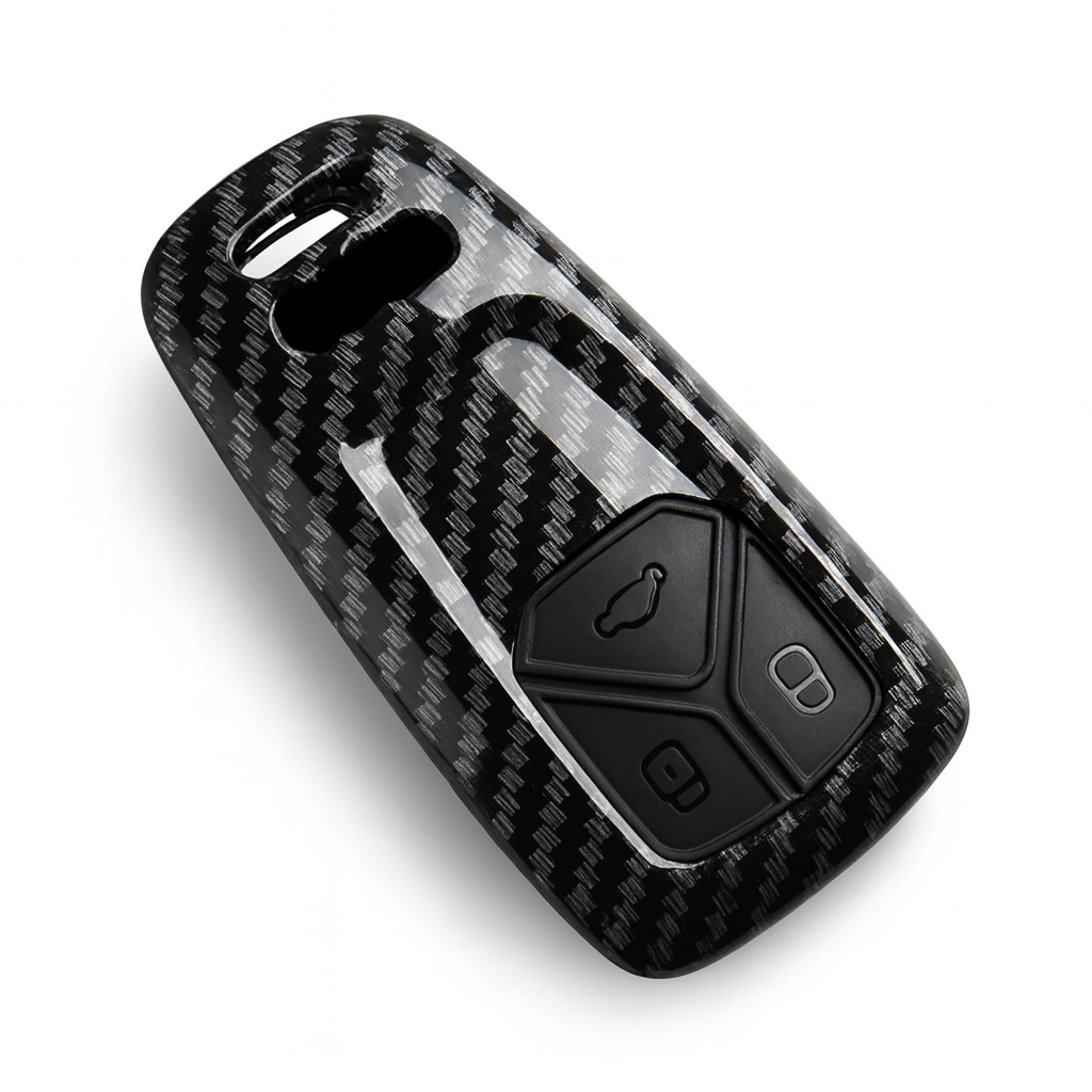 Audi Carbon Fiber Key Case Cover – ABS Protective Shell
