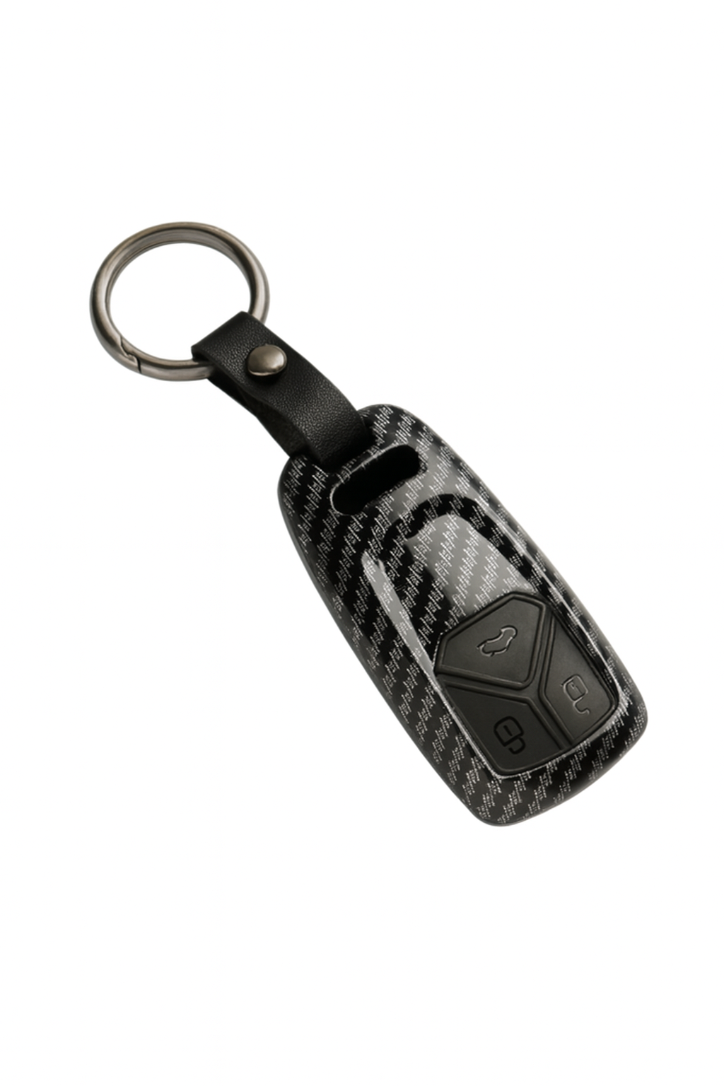 Audi Carbon Fiber Key Case Cover with Keychain Strap – ABS Protective Shell
