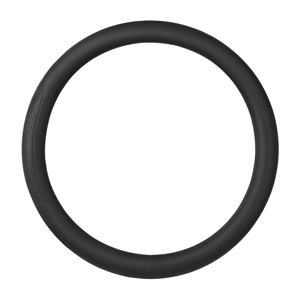 Black Leather Steering Wheel Cover – Breathable & Non-Slip