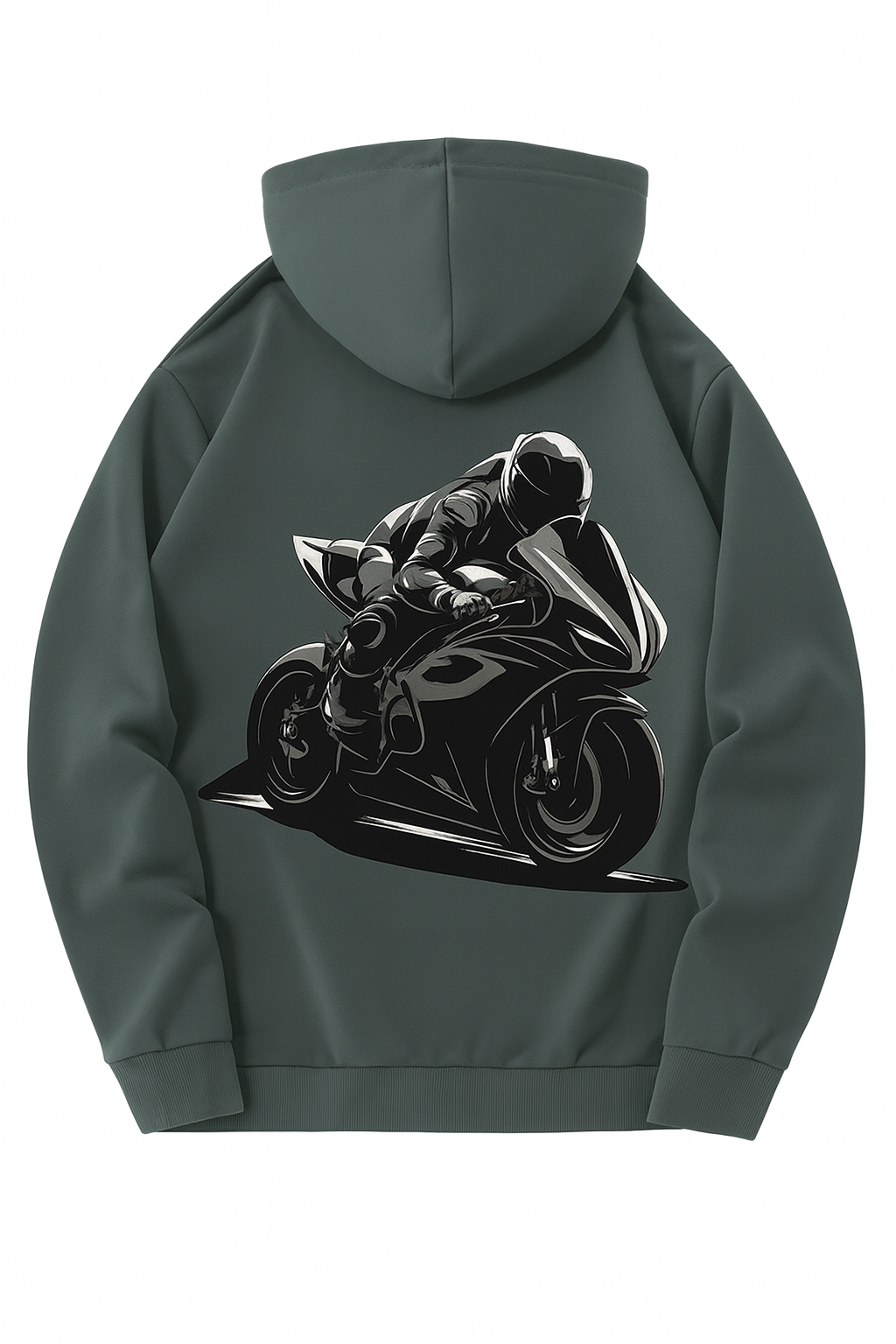 Grey Motorbike Rider Graphic Hoodie