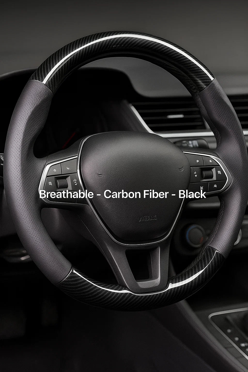Carbon Fiber Steering Wheel Cover – Black & Breathable