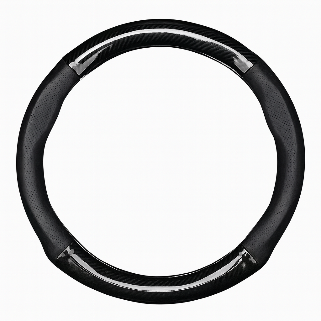 Carbon Fiber Steering Wheel Cover – Black & Breathable