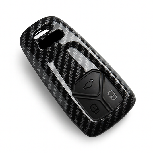 Audi Carbon Fiber Key Case Cover – ABS Protective Shell