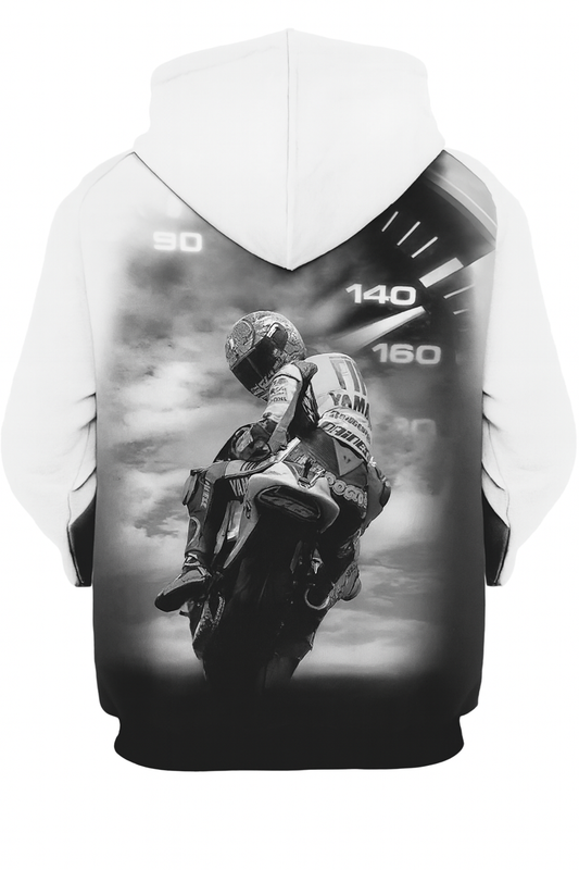 Graphic motorbike zip-up hoodie