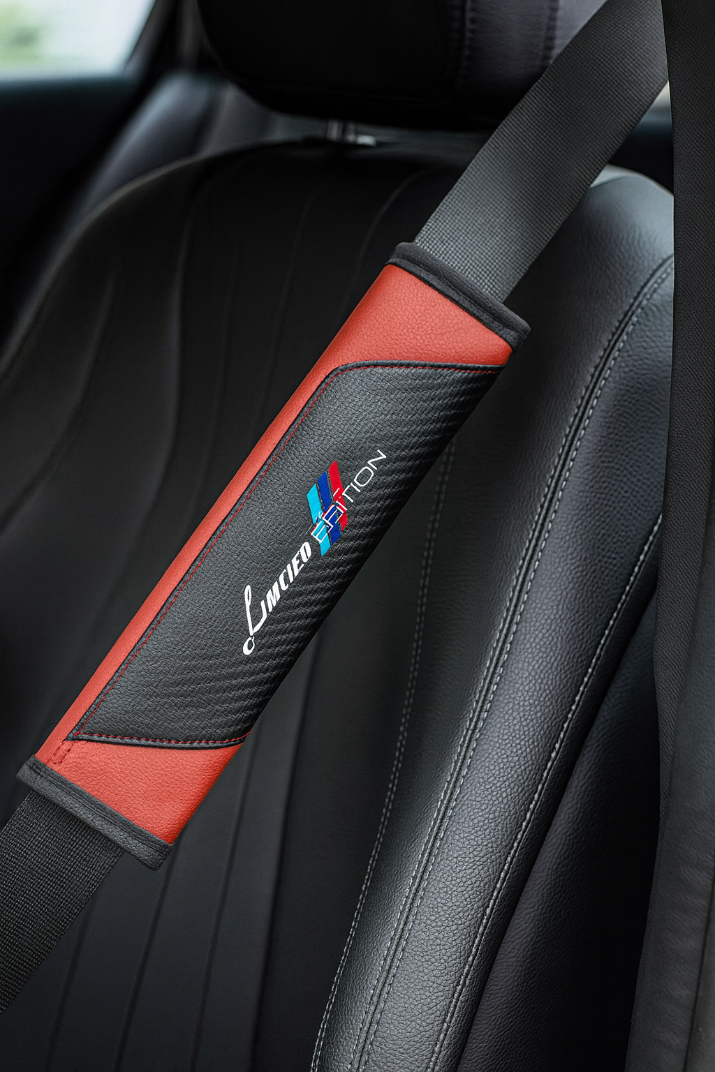 Limited Edition Red & Carbon Seat Belt Covers – 2pcs