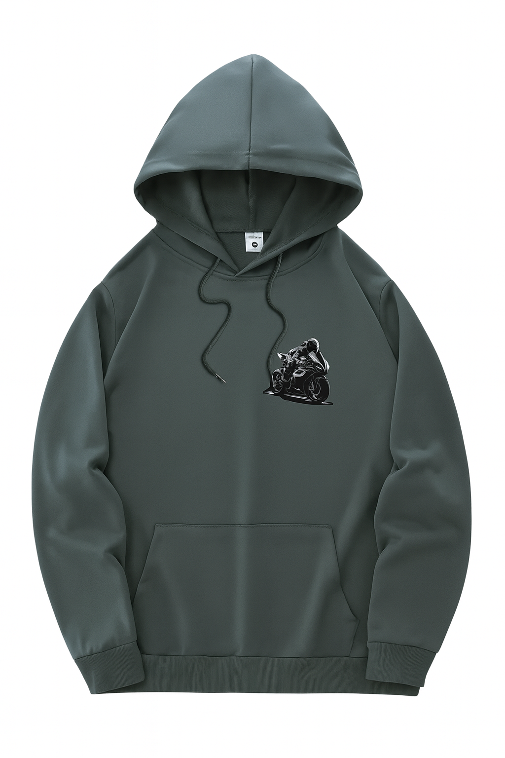 Grey Motorbike Rider Graphic Hoodie