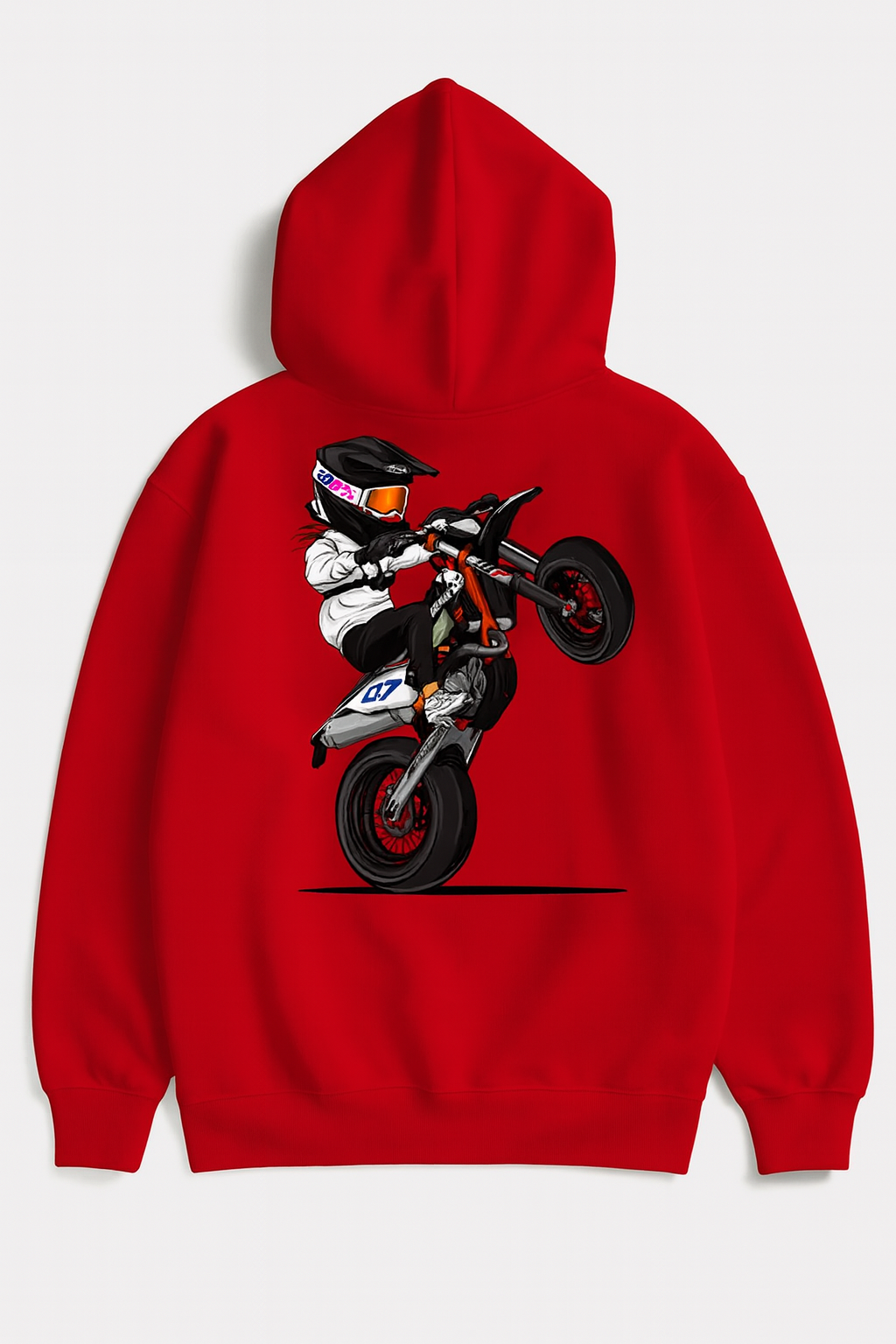 Red Motorbike Wheelie Rider Hoodie